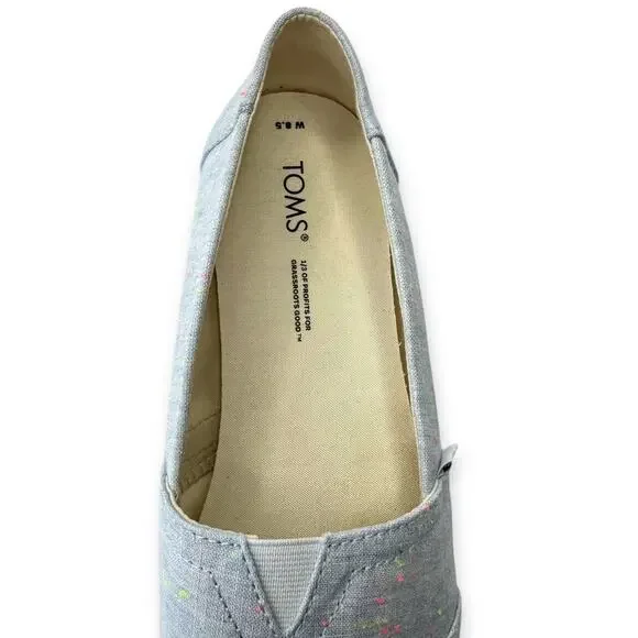 Toms Women's New Alpargata Flats Size 8.5 Light Blue Speckled Linen Slip On - Picture 7 of 15